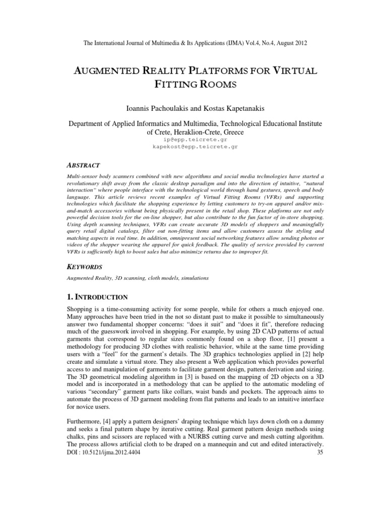 Augmented Reality in Virtual Fitting Rooms | PDF | Augmented Reality ...