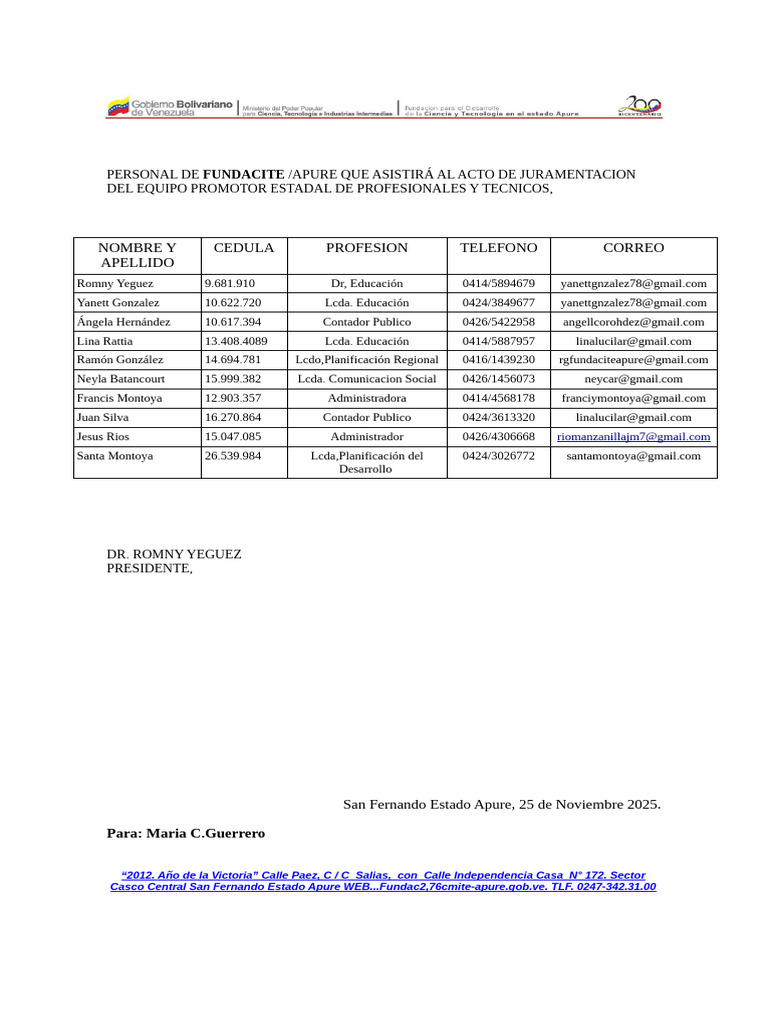 Lina Rattia Actas de Inasistencia | PDF | Servicio Civil