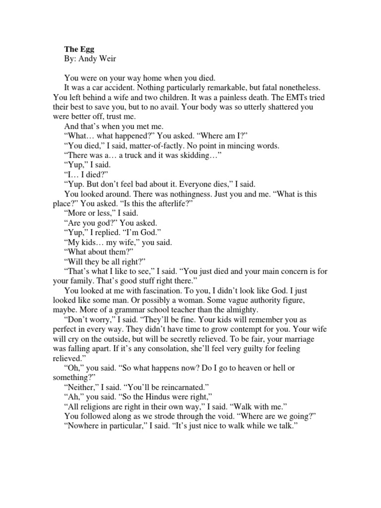 The Egg Andy Weir PDF