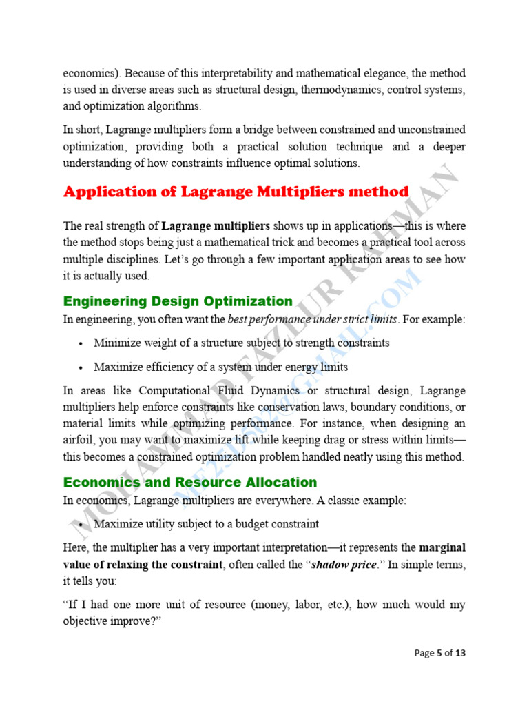 Lagrange Method - 03 Application | PDF | Multiplication | Mathematical ...