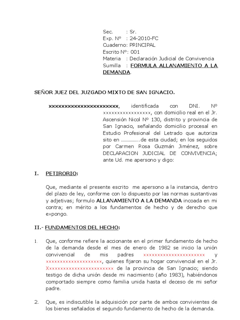 ALLANAMIENTo | PDF | Demanda judicial | Ley procesal