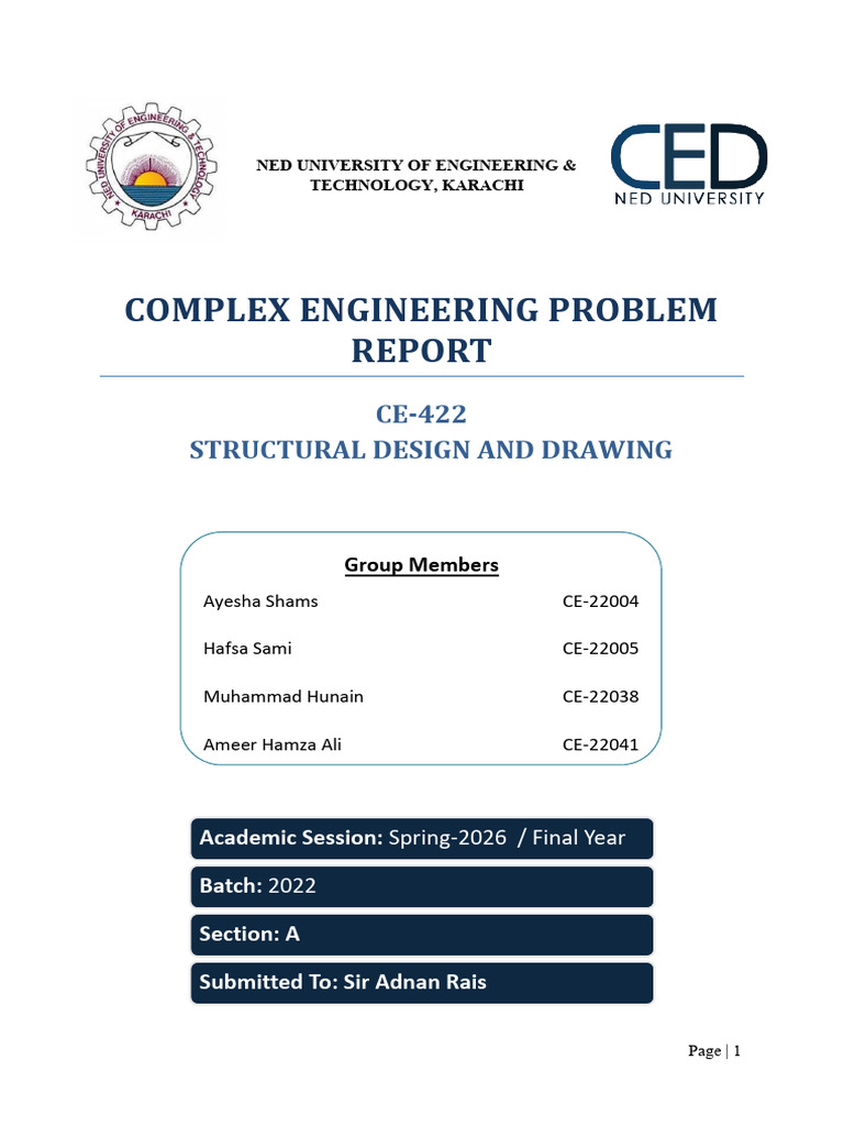Complex Engineering Problem: CE-422 Structural Design and Drawing | PDF