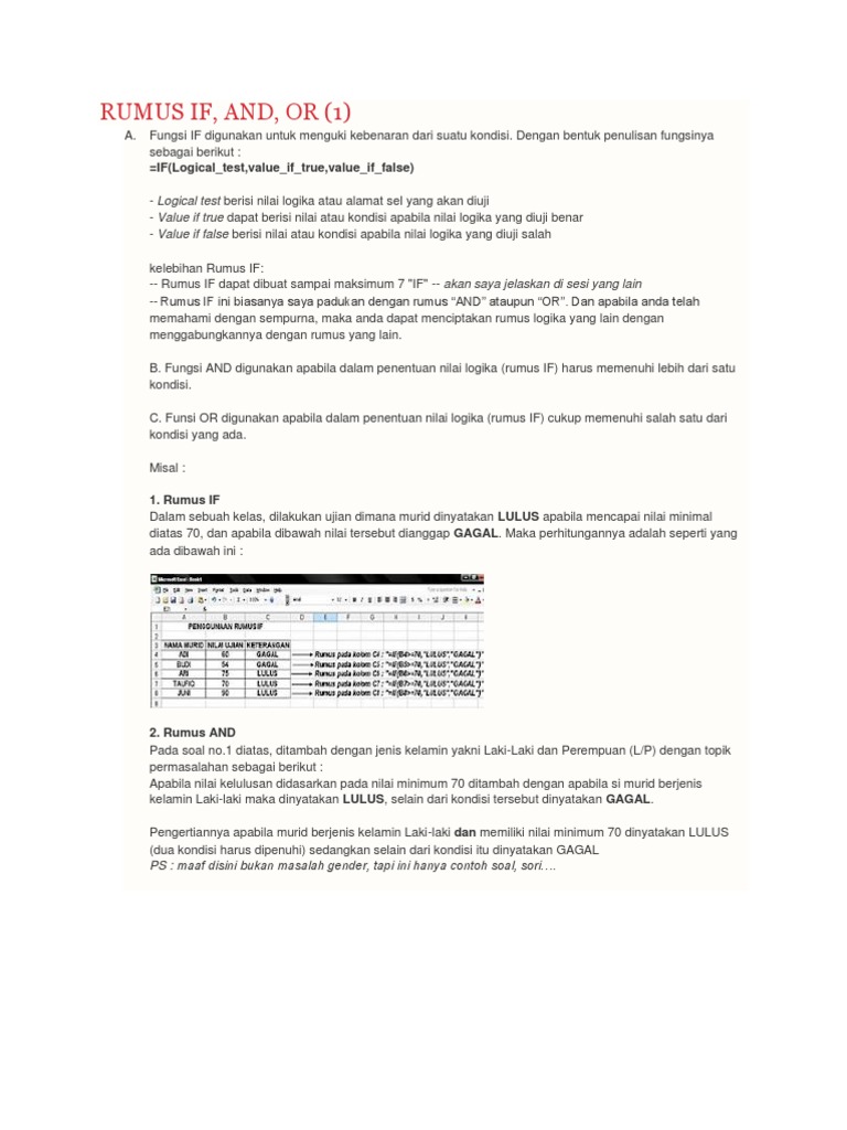 Rumus IF, AND, OR dalam Excel | PDF | Komputer