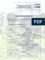 Programa preliminar Primera  Reu nión Nacional de Cátedras Univer sitarias de Lechería