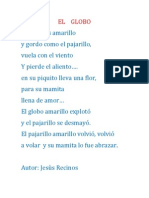 Poema El Globo Autor: Jesús Recinos Ovalle (Niño 9 Años)