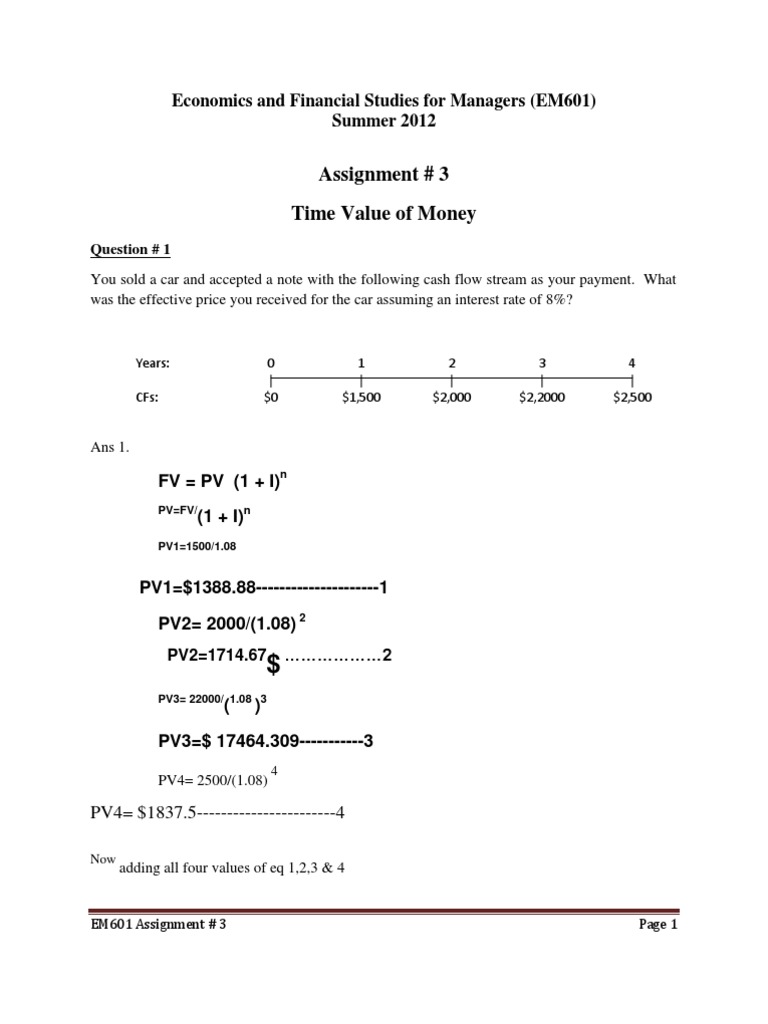 time value money questions answers Financial Services Money