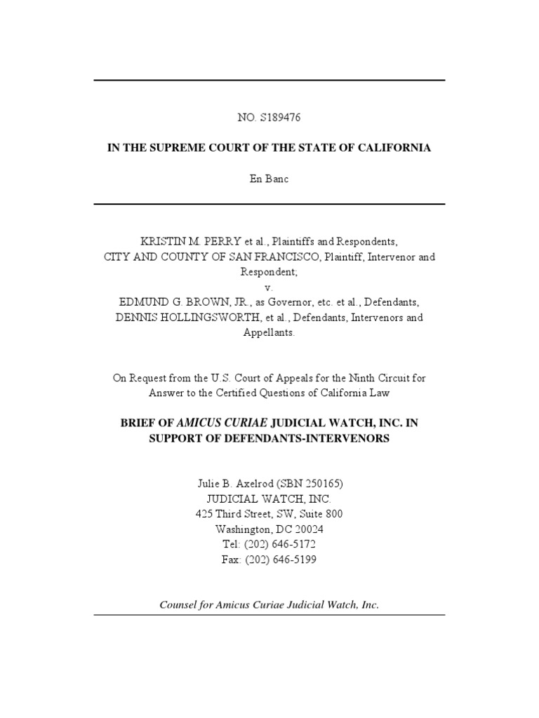 Amicus Brief Prop 8 Copy Supreme Court Of California California