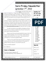 Ms. Fullerton's Friday Newsletter: September 7, 2012