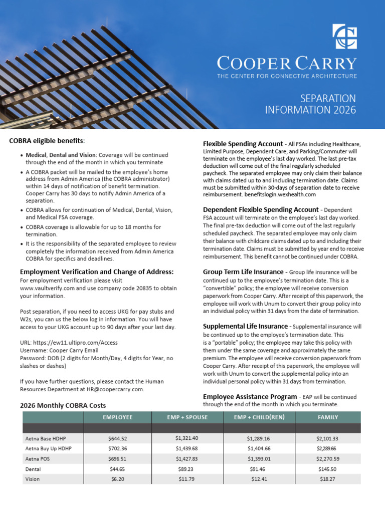 2026 Cooper Carry Separation Information | PDF | Policy | Employment