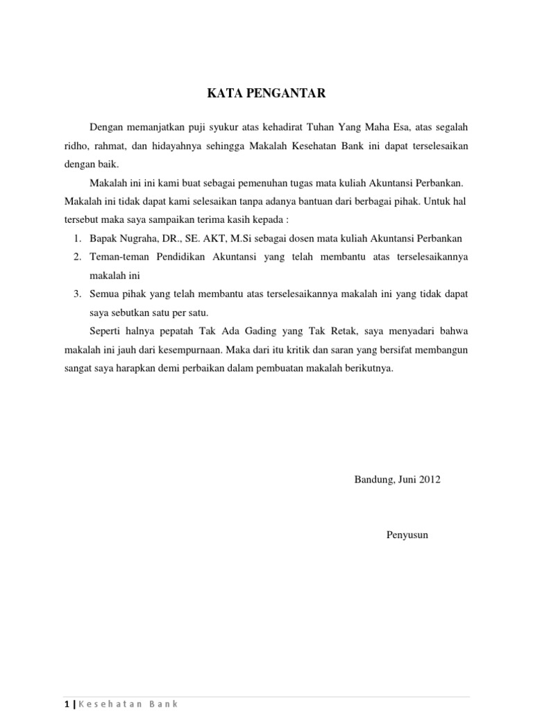 Makalah Kesehatan Bank