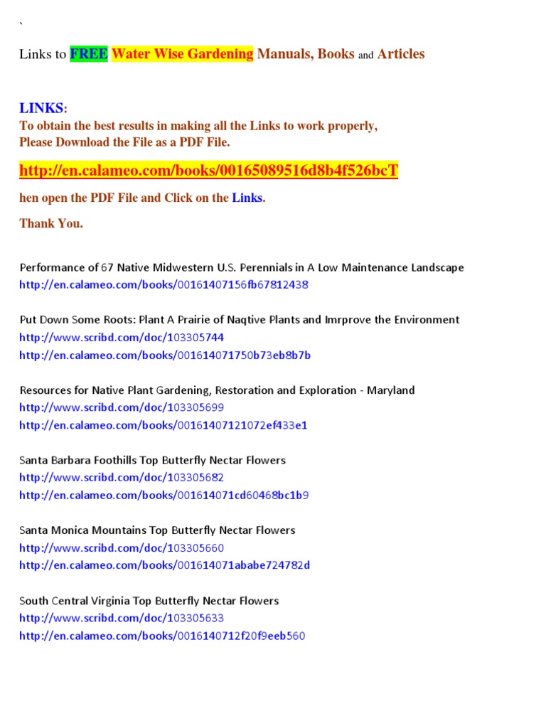 Links To Free Drought Gardening Manuals Books And Articles - 