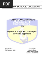 Payment of Wages Act, 1936-Object, Scope and Application-Labour aw
