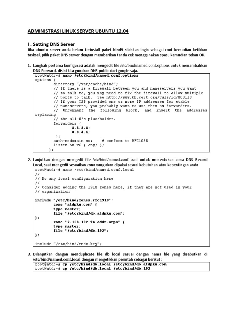 Panduan Konfigurasi DNS dan LAMP Ubuntu 12.04 | PDF