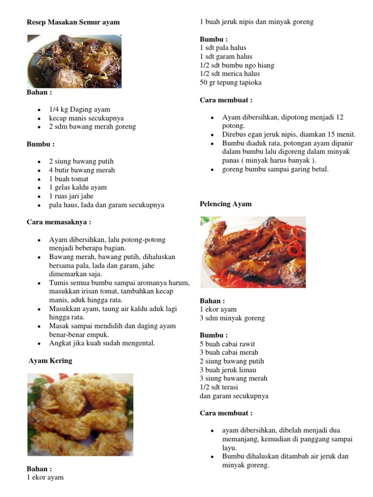  Resep  Masakan Ayam  Kecap  Kering  Masak Memasak
