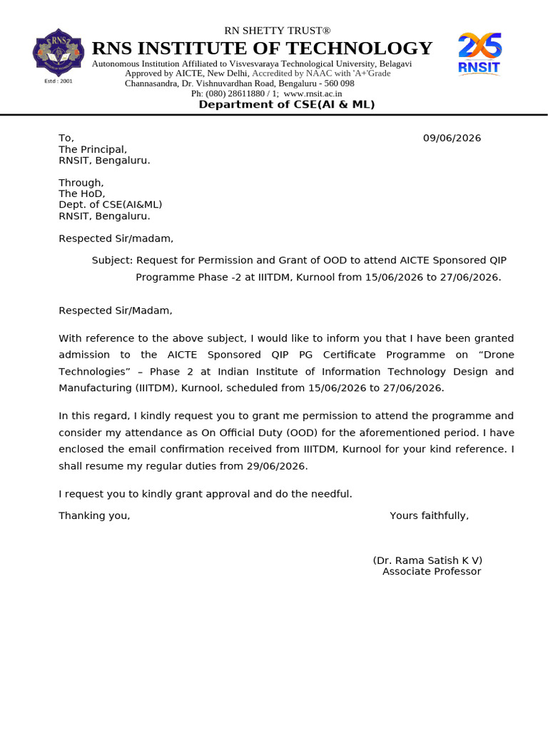 QIP Permission Letter | PDF