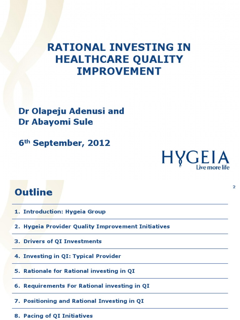 Rational Investing in Healthcare Quality | PDF | Investing | Health Care