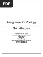 Assignment of Zoology Skin Allergies