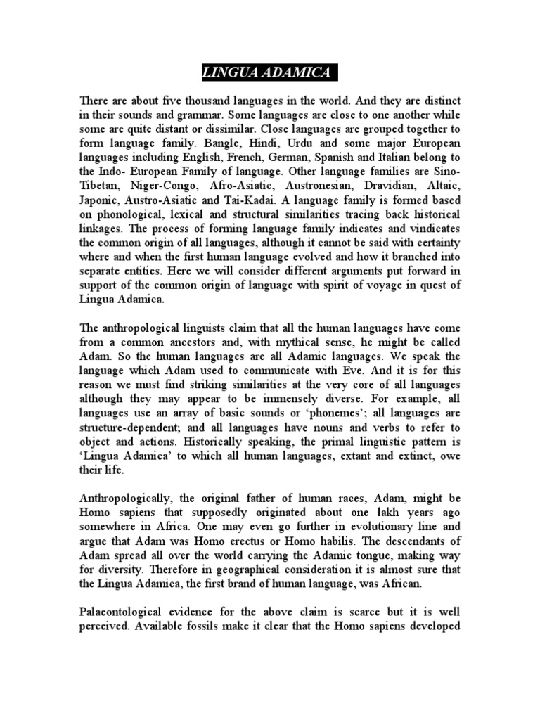 Origins of the Adamic Language | PDF | Language Acquisition | Origin Of ...