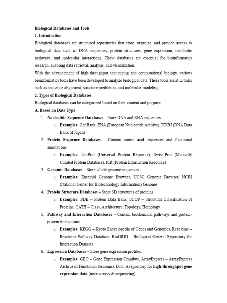 Biologica Databases ..... | PDF | Proteins | Nucleic Acid Sequence