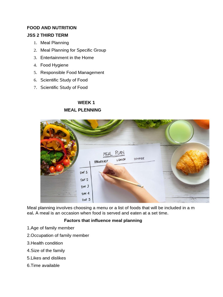 Food and Nutrition Jss 2 Third Term | PDF | Foods | Meal