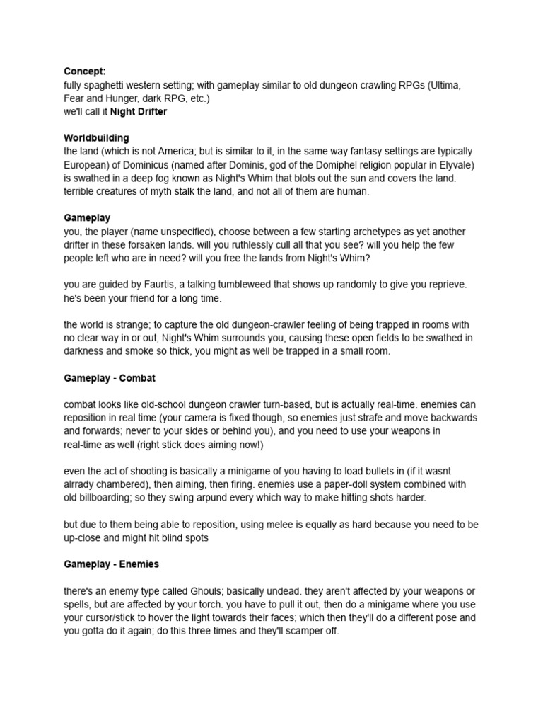 Concept - Night Drifter | PDF | Fear | Combat