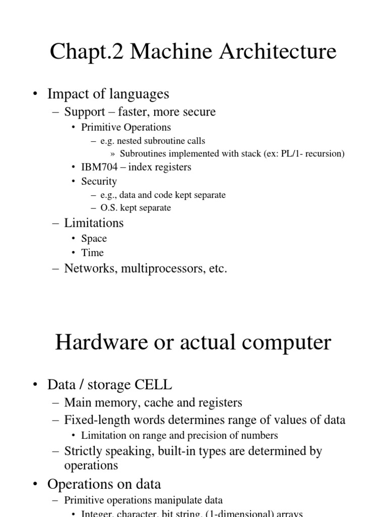 Chapt.2 Machine Architecture: - Impact of Languages | PDF | Data Type ...
