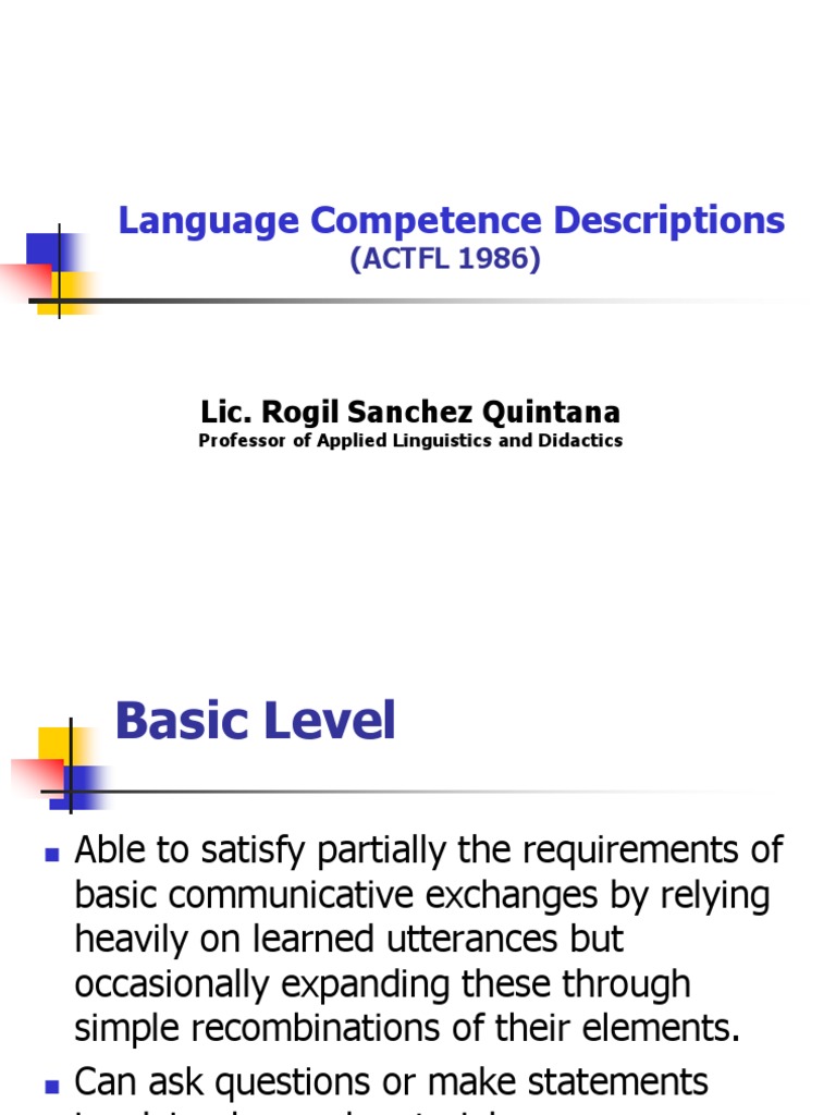 ACTFL Language Competence Levels Explained | PDF | Vocabulary ...