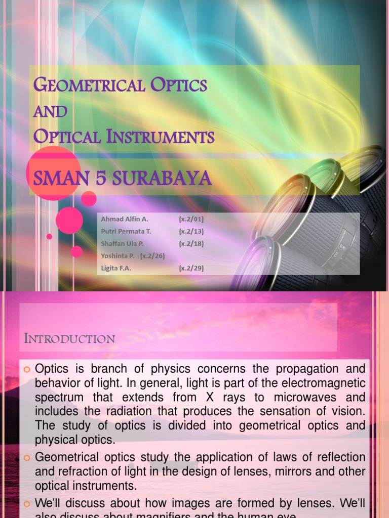 Geometrical Optics PDF Lens (Optics) Optics