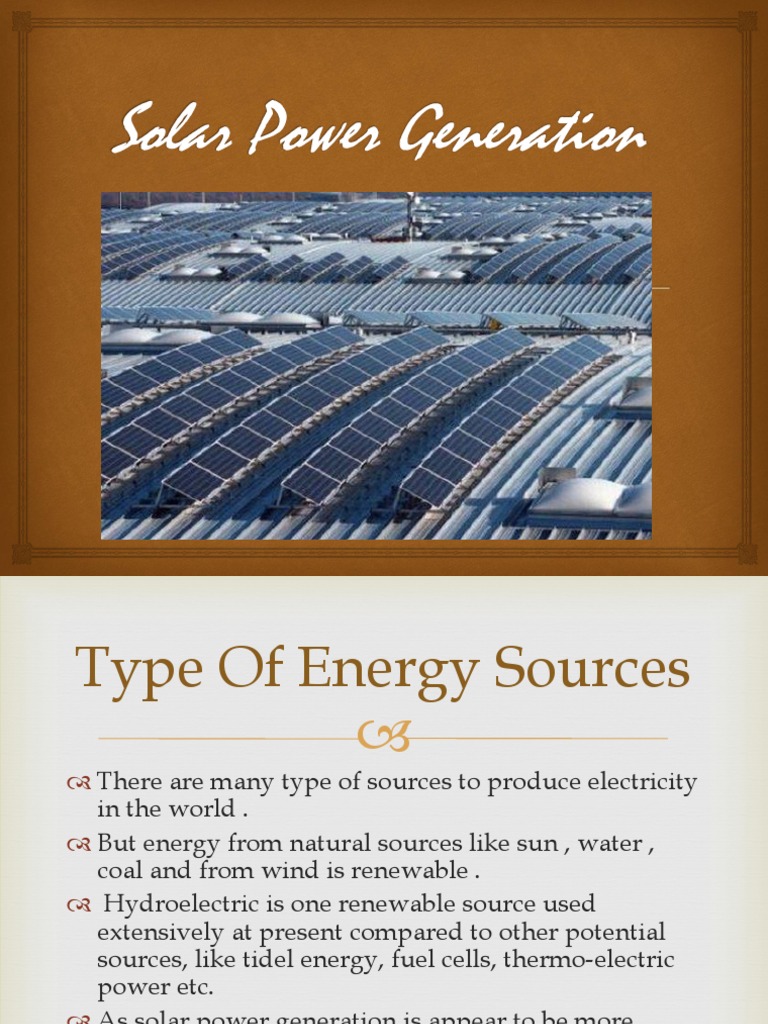 Overview of Solar Power Generation | PDF | Photovoltaics | Solar Power