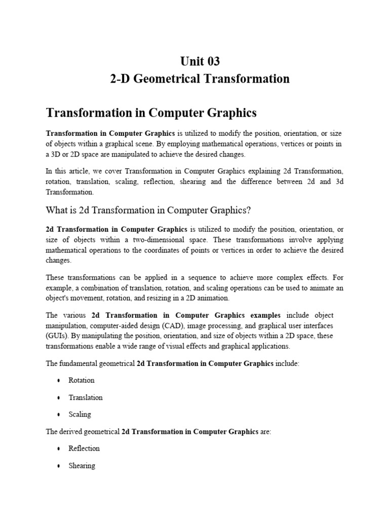 Unit 3CG | PDF | 2 D Computer Graphics | Rotation