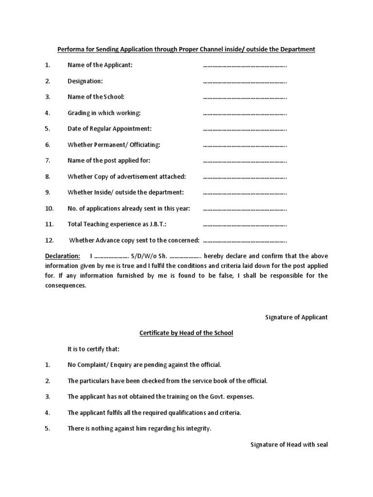 Application Format for Proper Channel | PDF