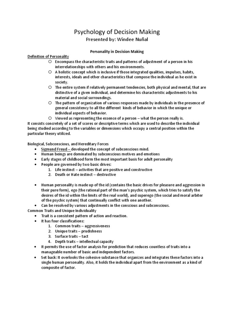 Psychology of Decision Making | PDF