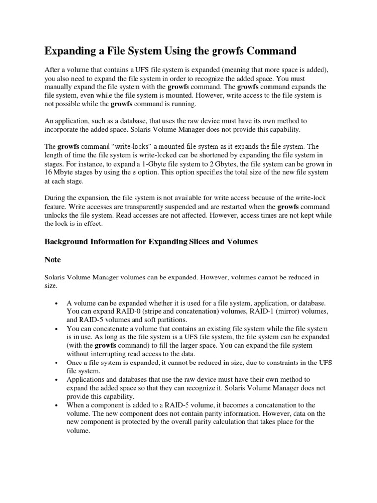 Expanding A File System Using The Growfs Command | PDF | File System ...