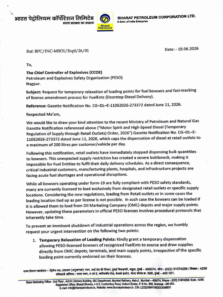 Letter To Joint CCOE Nagpur | PDF | License | Petroleum