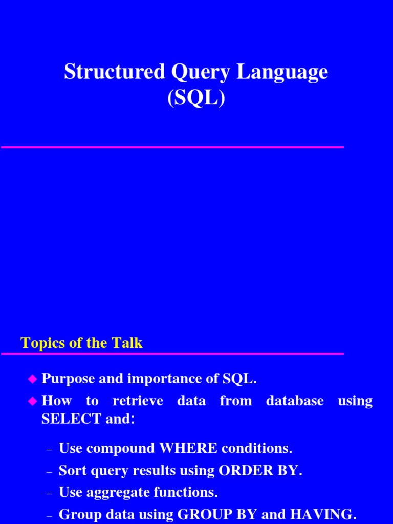 Structured Query Language (SQL) | PDF | Sql | Data Model
