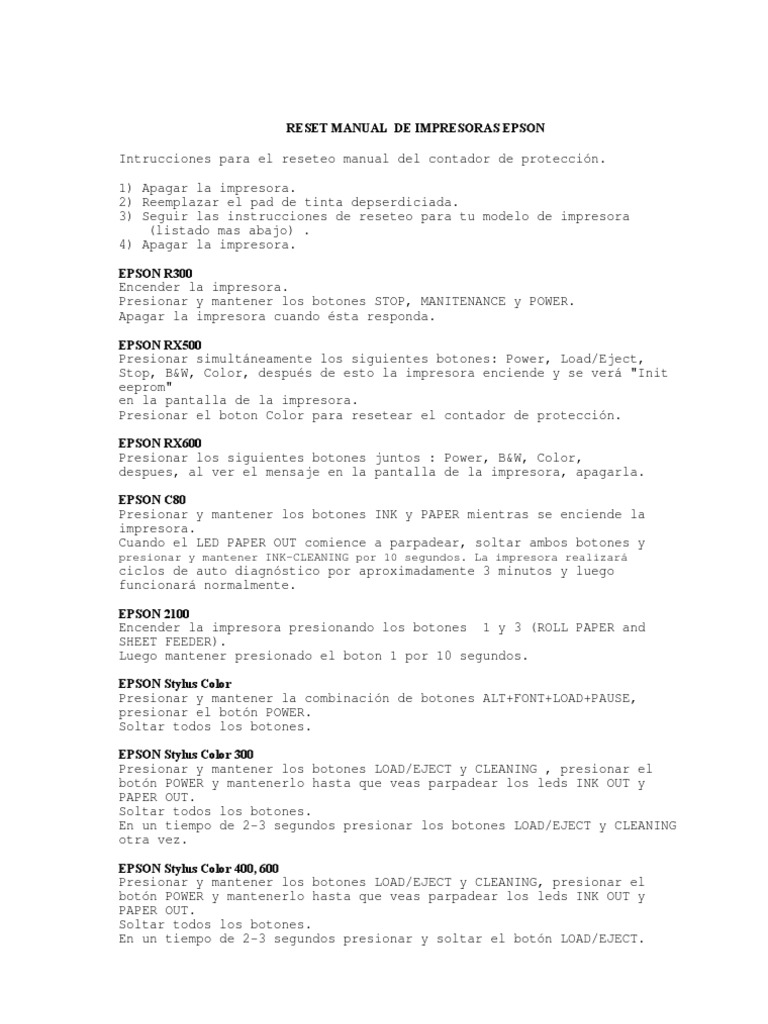 Metodos De Reset Epsoncanonhp