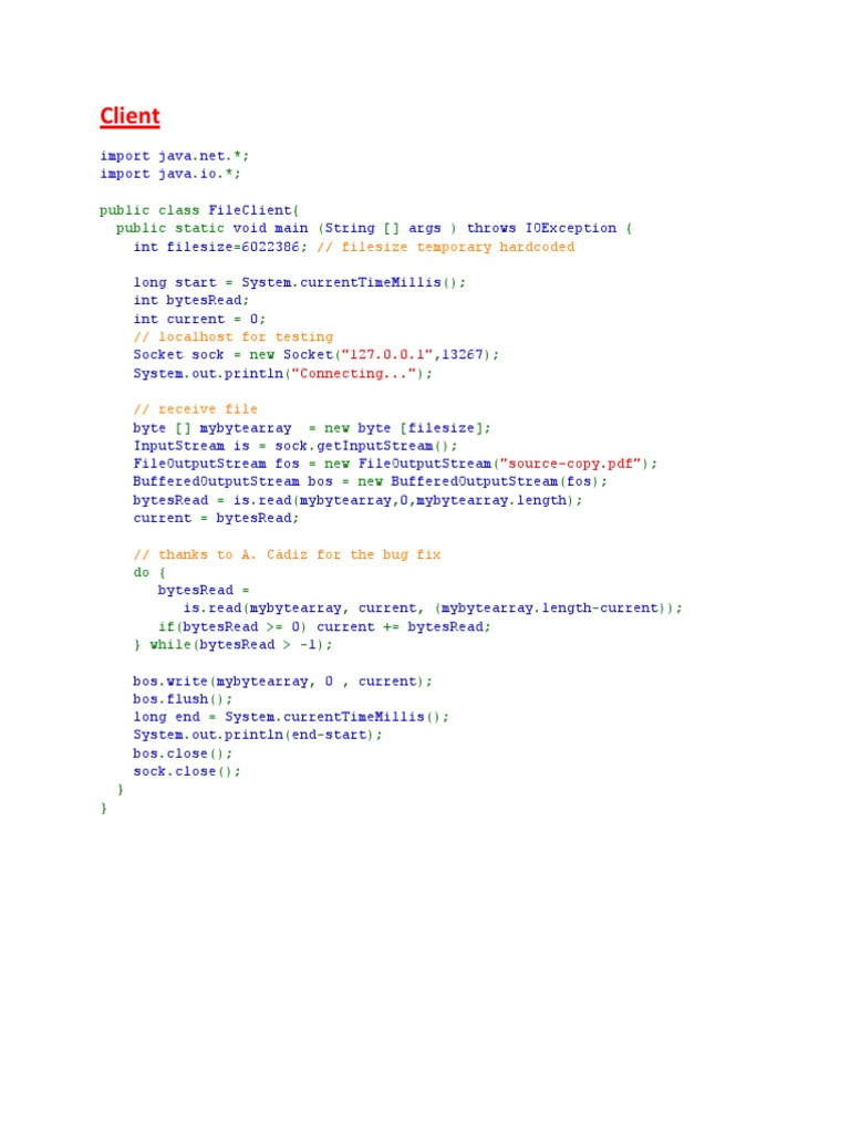 File Transfer Client-Server Example | PDF | Teaching Methods & Materials