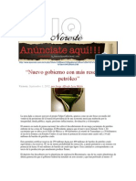 LERA. Nuevo gobierno con más reservas de petróleo.2.9.12