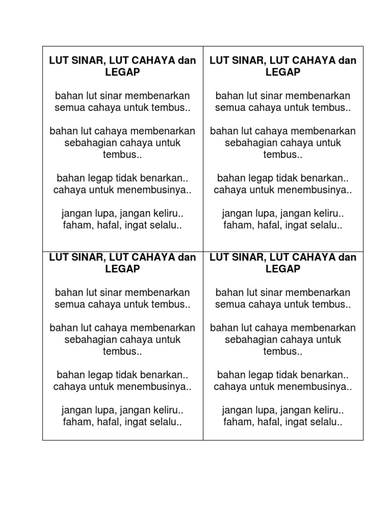 Bahan Lut Sinar Membenarkan Pdf