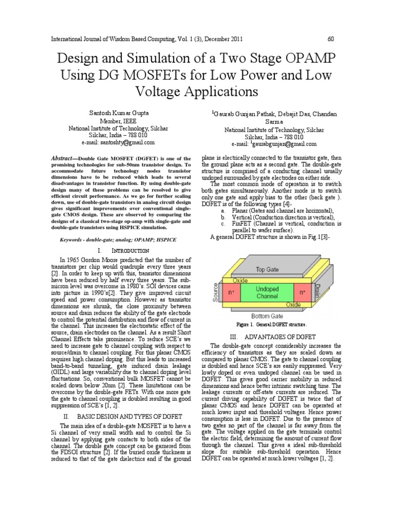 Design and Simulation of A Two Stage OPAMP | PDF | Field Effect ...