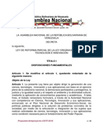 Ley de Ciencia y Tecnologia Venezuela 2da Discusion