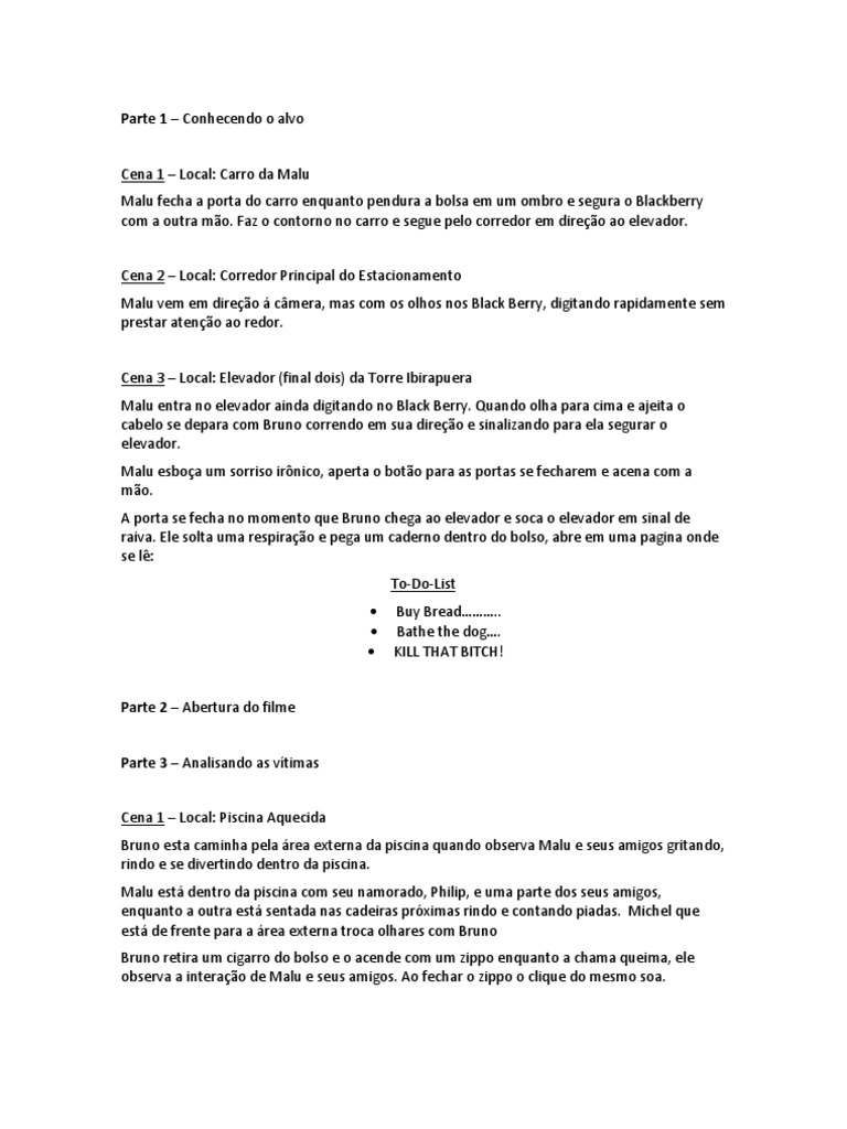 Roteiro Para Filme De Terror Pdf Lazer