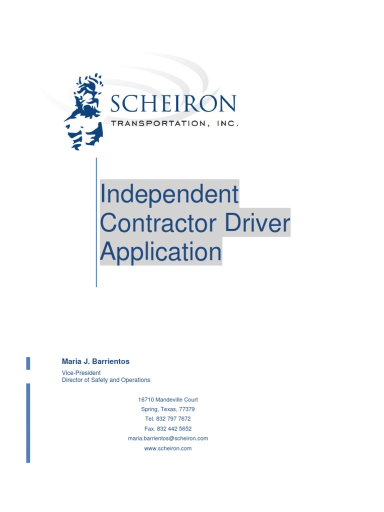Independent Contractor Driver Application | PDF | Driving Under The ...