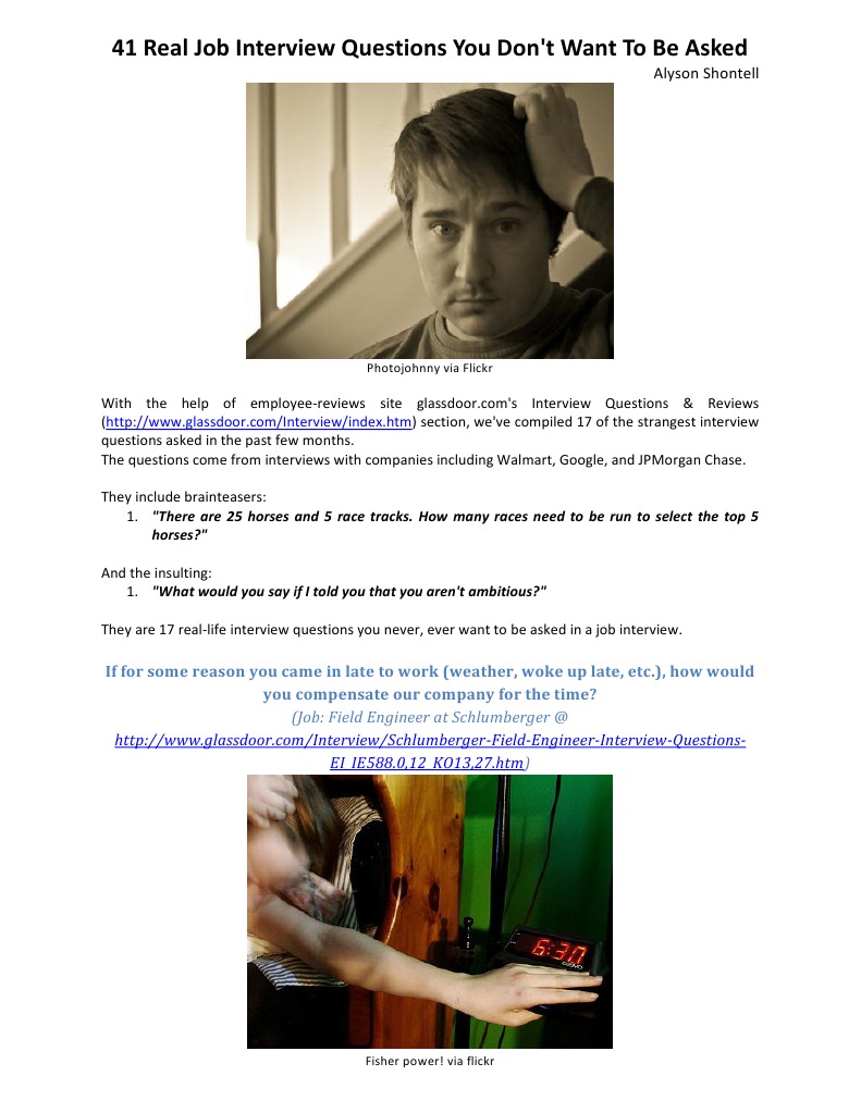 41 Unwanted Job Interview Questions | PDF | Job Interview | Business