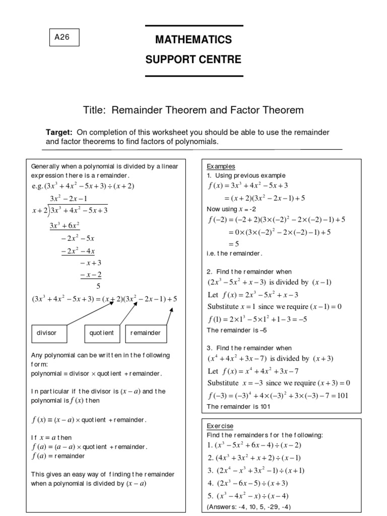 A 26 Remainder Pdf