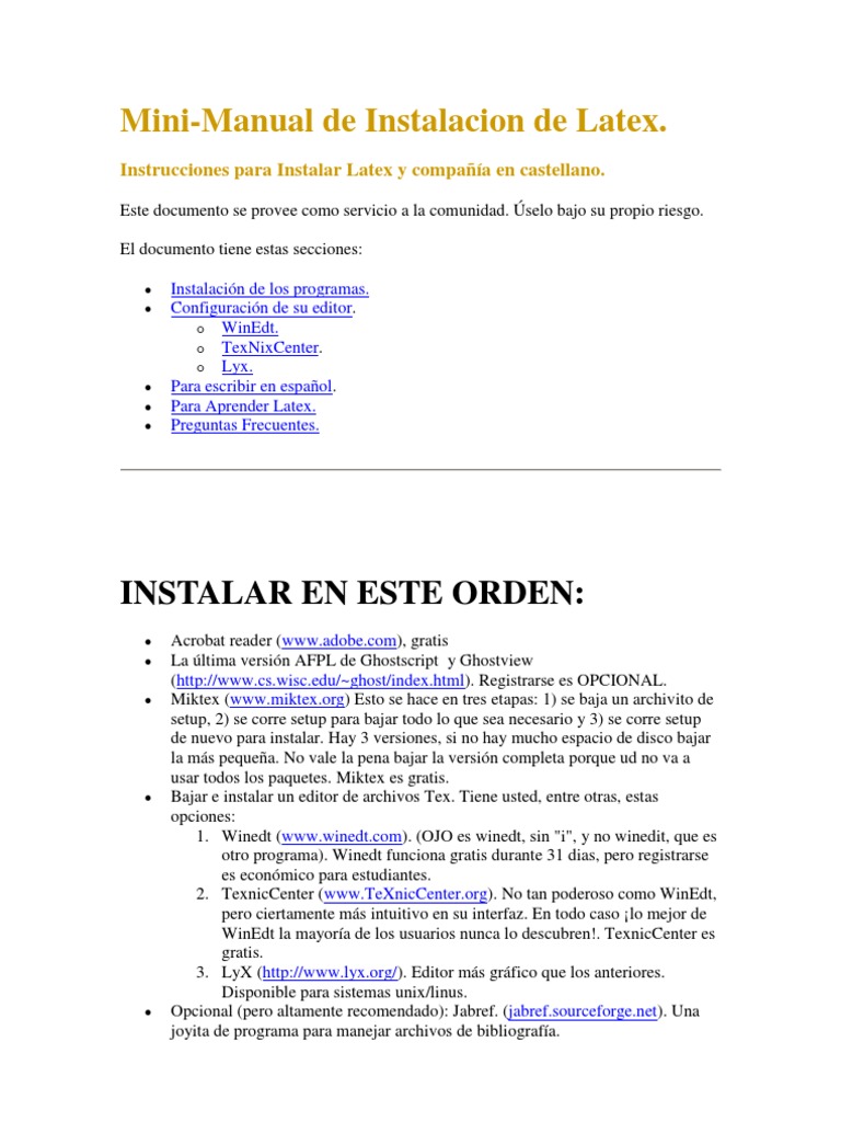Mini Guia Latex | PDF | Archivo de computadora | Te X