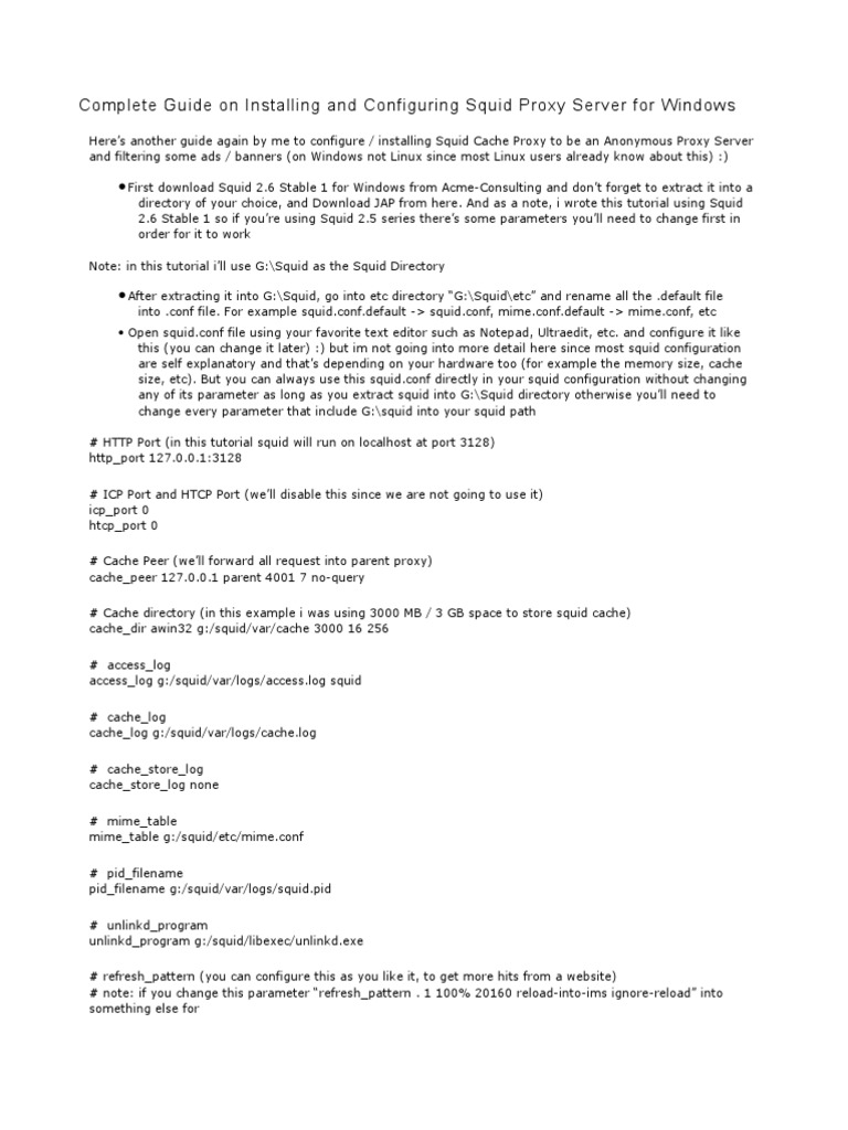 Squid Proxy Server Setup for Windows | PDF | Proxy Server | Utility ...