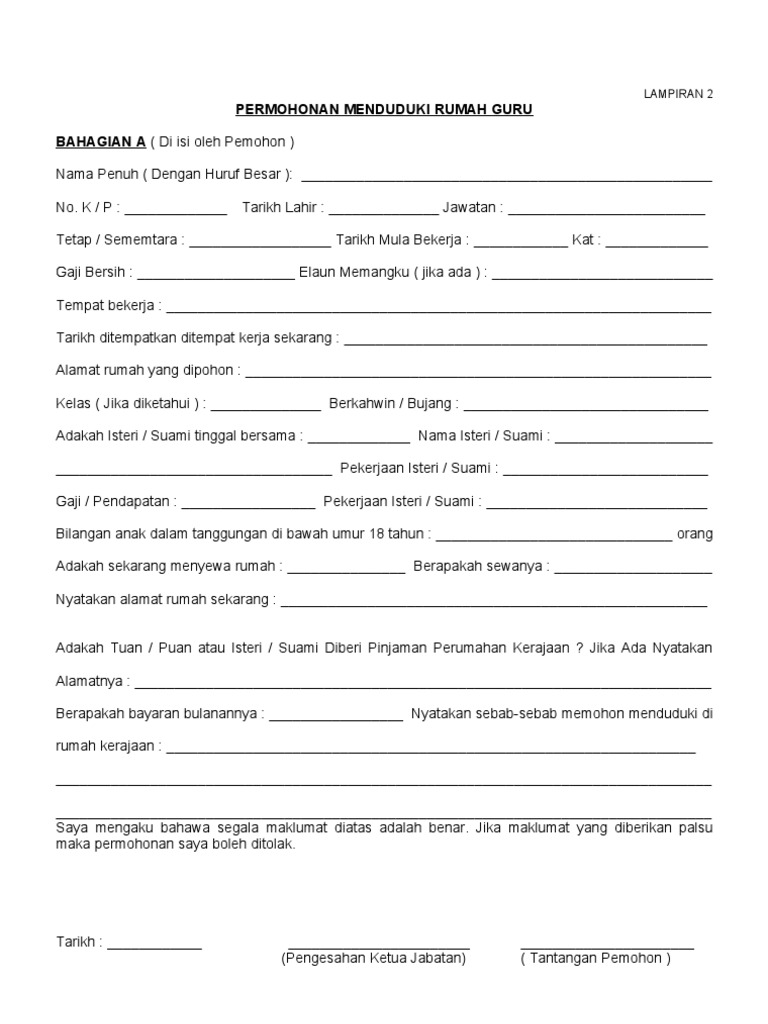 Borang Masuk Kuarters Pdf