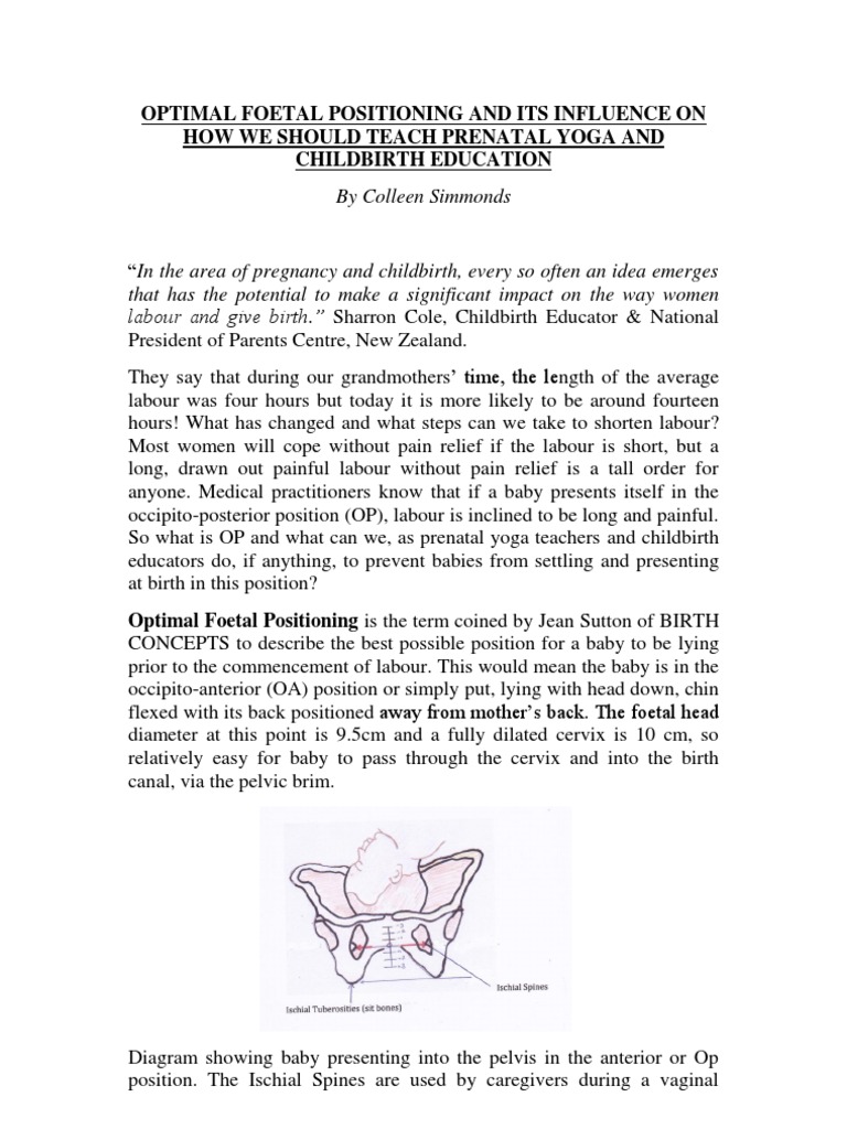 Optimal Foetal Positioning in Prenatal Yoga | PDF | Pelvis | Childbirth