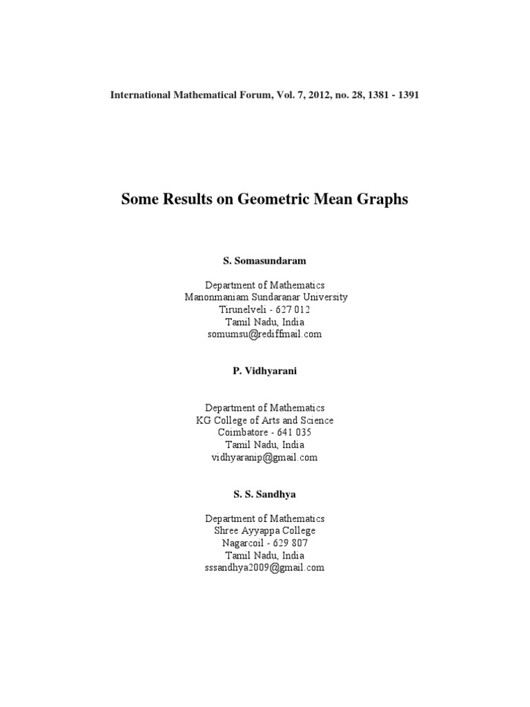 Geometric Mean Graphs: Key Results | PDF | Vertex (Graph Theory ...